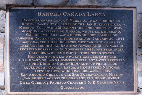The Rancho La Canada Larga Historical Marker
